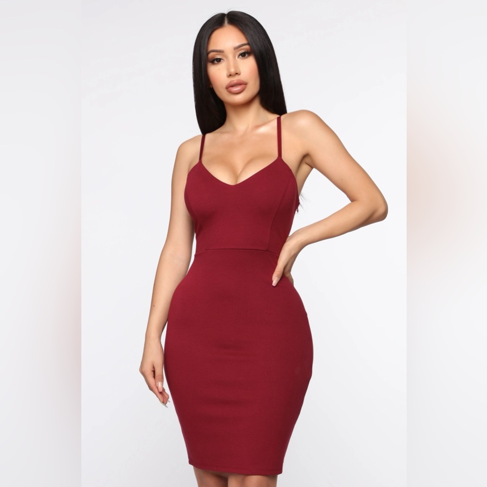 Fashion Nova Burgundy Mini Dress